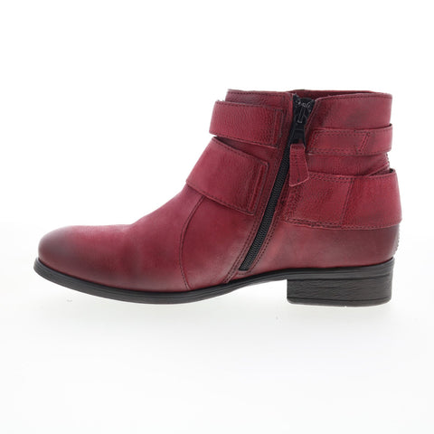 Miz Mooz Shermie Womens Red Leather Zipper Ankle & Booties Boots