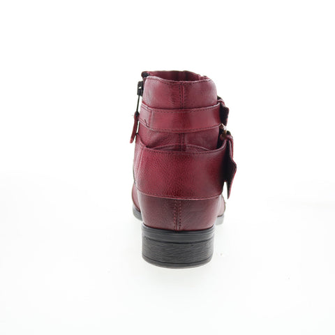 Miz Mooz Shermie Womens Red Leather Zipper Ankle & Booties Boots