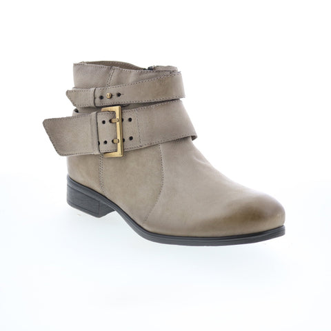 Miz Mooz Shermie Womens Gray Leather Zipper Ankle & Booties Boots