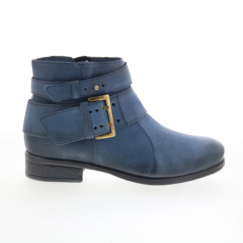 Miz Mooz Shermie Womens Blue Leather Zipper Ankle & Booties Boots