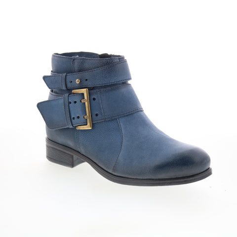Miz Mooz Shermie Womens Blue Leather Zipper Ankle & Booties Boots