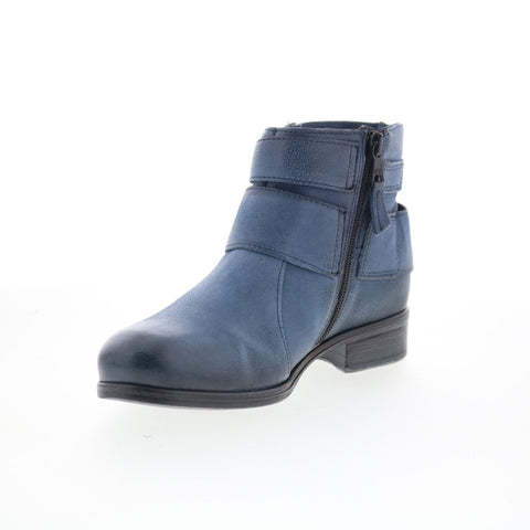 Miz Mooz Shermie Womens Blue Leather Zipper Ankle & Booties Boots