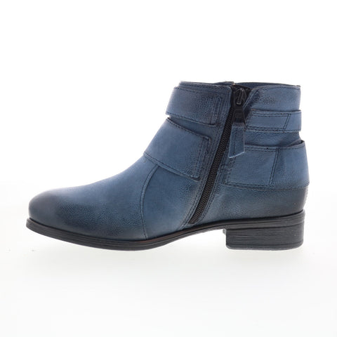 Miz Mooz Shermie Womens Blue Leather Zipper Ankle & Booties Boots