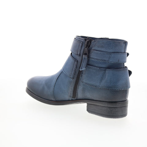 Miz Mooz Shermie Womens Blue Leather Zipper Ankle & Booties Boots