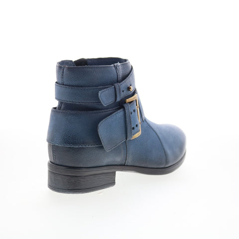 Miz Mooz Shermie Womens Blue Leather Zipper Ankle & Booties Boots