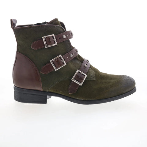 Miz Mooz Sherri Womens Green Suede Zipper Ankle & Booties Boots