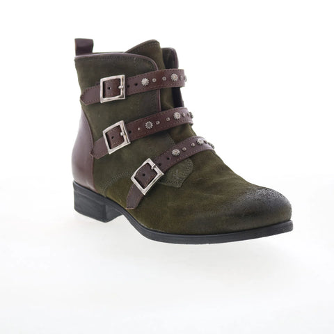 Miz Mooz Sherri Womens Green Suede Zipper Ankle & Booties Boots