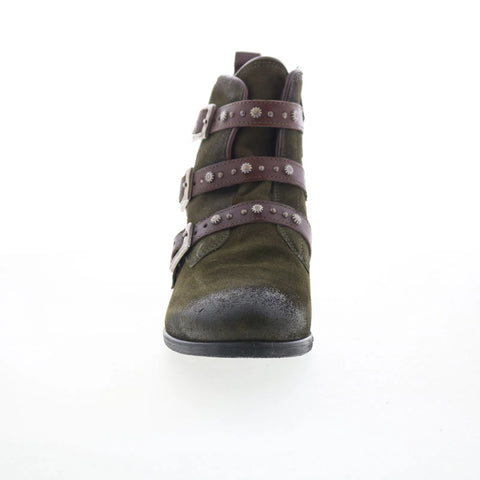 Miz Mooz Sherri Womens Green Suede Zipper Ankle & Booties Boots