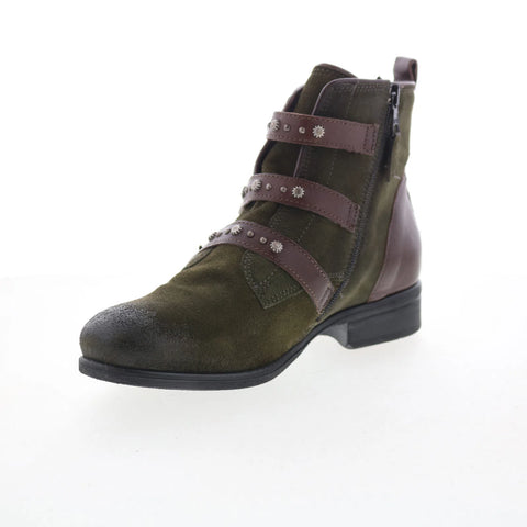 Miz Mooz Sherri Womens Green Suede Zipper Ankle & Booties Boots