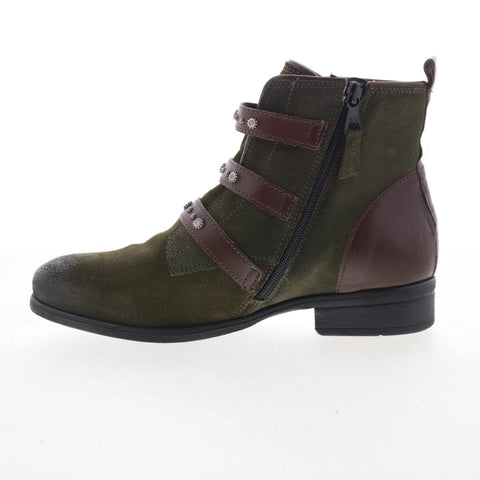 Miz Mooz Sherri Womens Green Suede Zipper Ankle & Booties Boots