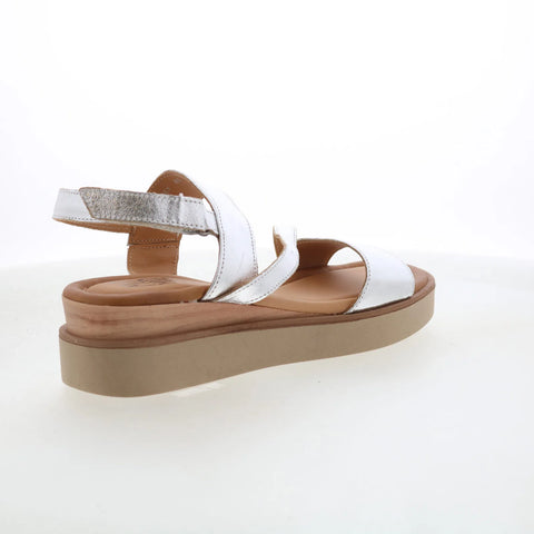 Miz Mooz Shorey Womens Silver Leather Strap Sandals Shoes
