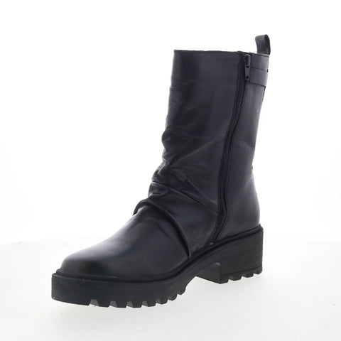 Miz Mooz Sibyl Womens Black Leather Zipper Casual Dress Boots