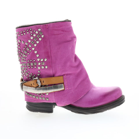 A.S. 98 Sid Womens Purple Leather Zipper Casual Dress Boots