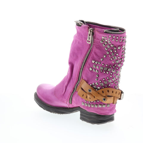 A.S. 98 Sid Womens Purple Leather Zipper Casual Dress Boots