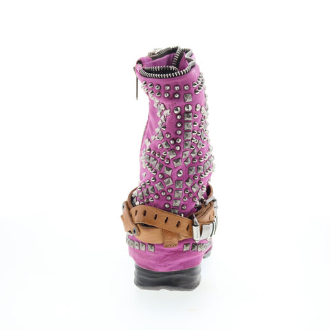 A.S. 98 Sid Womens Purple Leather Zipper Casual Dress Boots