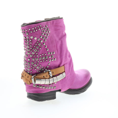 A.S. 98 Sid Womens Purple Leather Zipper Casual Dress Boots