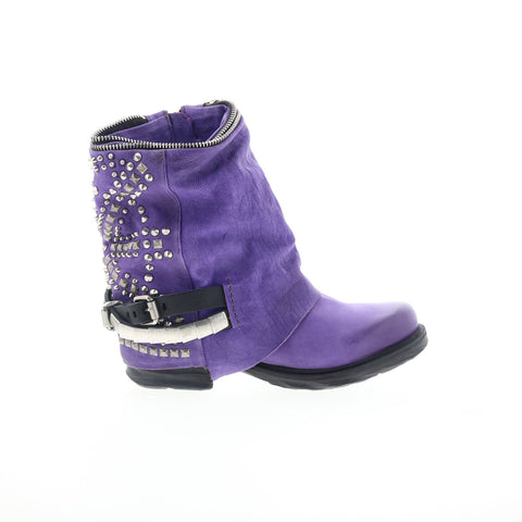 A.S. 98 Sid Womens Purple Leather Zipper Casual Dress Boots