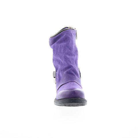 A.S. 98 Sid Womens Purple Leather Zipper Casual Dress Boots