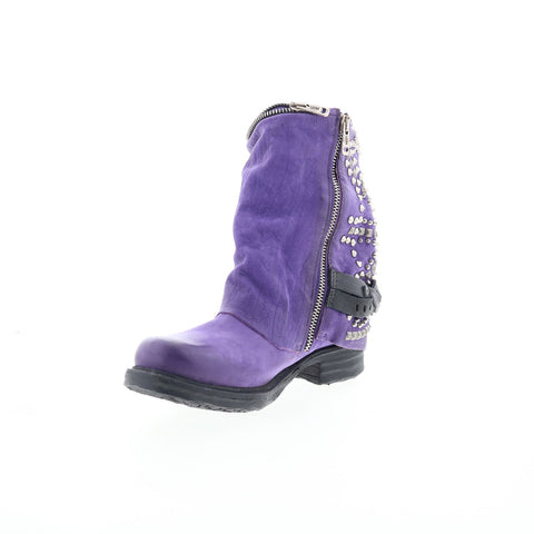 A.S. 98 Sid Womens Purple Leather Zipper Casual Dress Boots