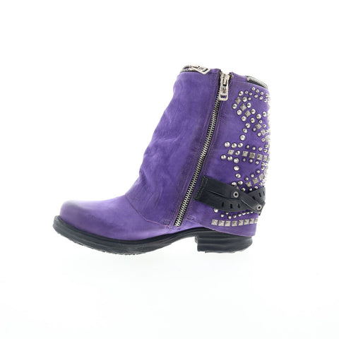 A.S. 98 Sid Womens Purple Leather Zipper Casual Dress Boots