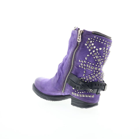A.S. 98 Sid Womens Purple Leather Zipper Casual Dress Boots