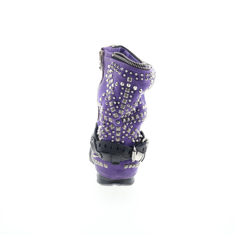 A.S. 98 Sid Womens Purple Leather Zipper Casual Dress Boots