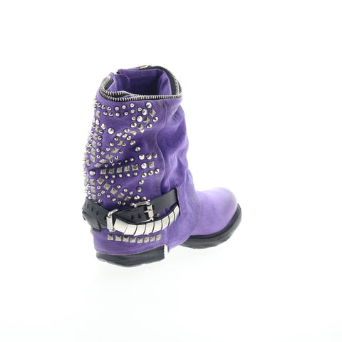 A.S. 98 Sid Womens Purple Leather Zipper Casual Dress Boots