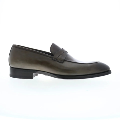 Di Bianco Siena Deco SBP897 Mens Gray Leather Loafers & Slip Ons Penny Shoes