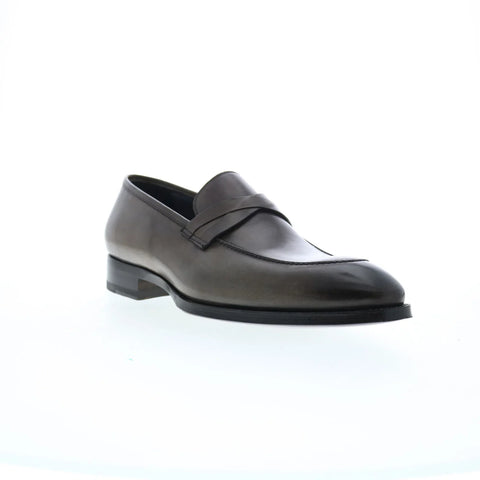Di Bianco Siena Deco SBP897 Mens Gray Leather Loafers & Slip Ons Penny Shoes