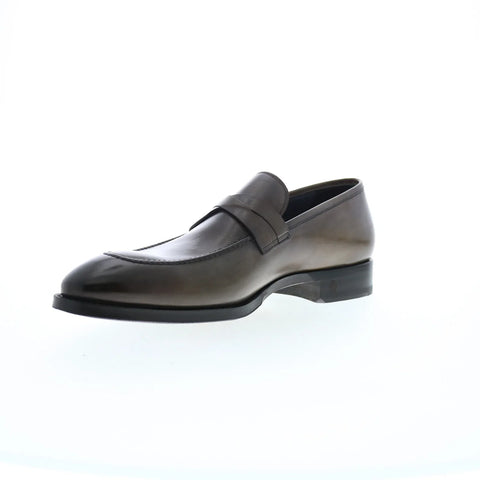 Di Bianco Siena Deco SBP897 Mens Gray Leather Loafers & Slip Ons Penny Shoes