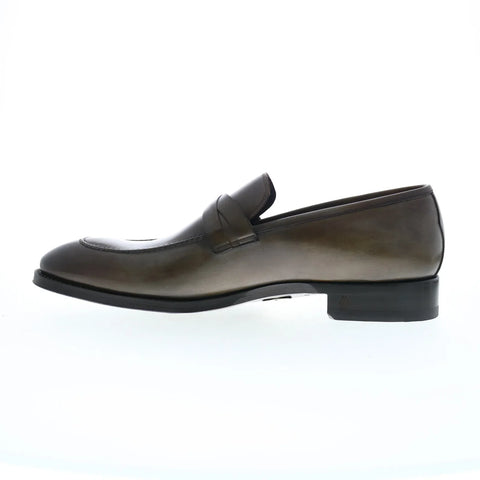 Di Bianco Siena Deco SBP897 Mens Gray Leather Loafers & Slip Ons Penny Shoes