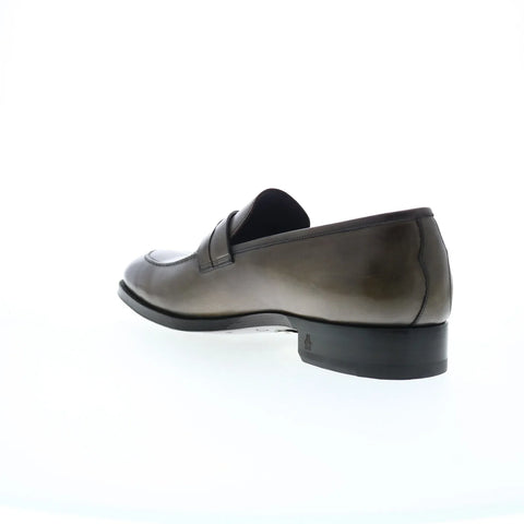 Di Bianco Siena Deco SBP897 Mens Gray Leather Loafers & Slip Ons Penny Shoes