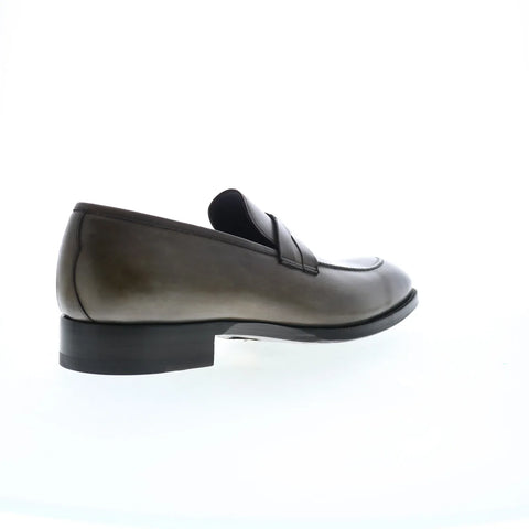 Di Bianco Siena Deco SBP897 Mens Gray Leather Loafers & Slip Ons Penny Shoes
