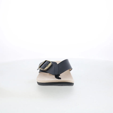 Spenco Sierra SP1068BLK Womens Black Wide Leather Flip-Flops Sandals Shoes
