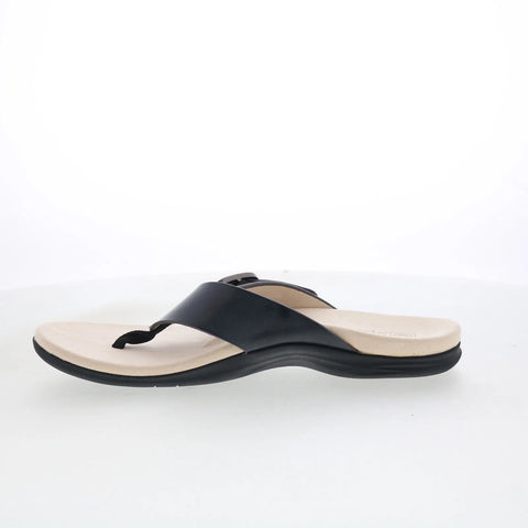 Spenco Sierra SP1068BLK Womens Black Wide Leather Flip-Flops Sandals Shoes