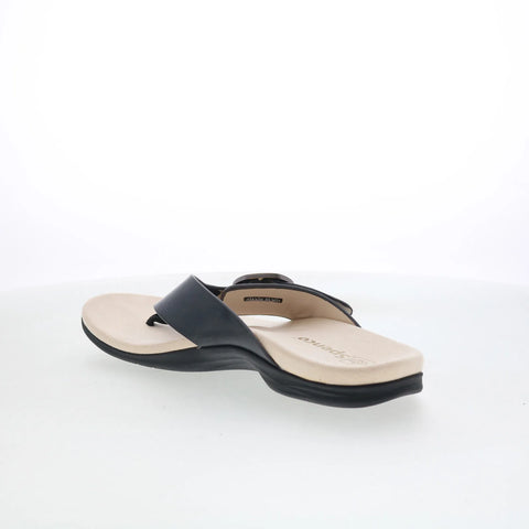 Spenco Sierra SP1068BLK Womens Black Wide Leather Flip-Flops Sandals Shoes