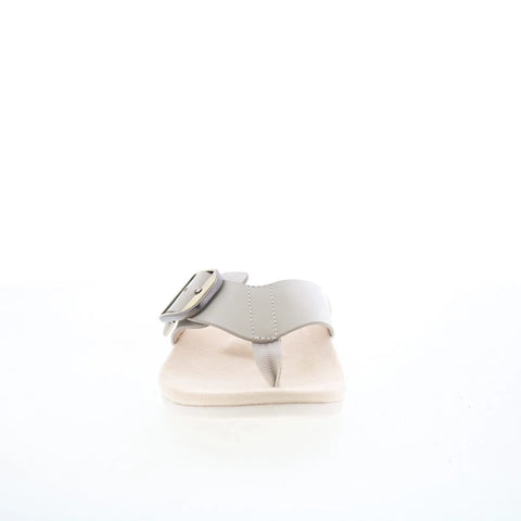 Spenco Sierra SP1068GRY Womens Gray Wide Leather Flip-Flops Sandals Shoes