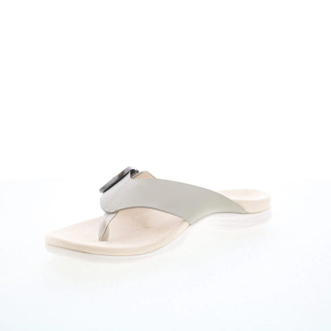 Spenco Sierra SP1068GRY Womens Gray Wide Leather Flip-Flops Sandals Shoes
