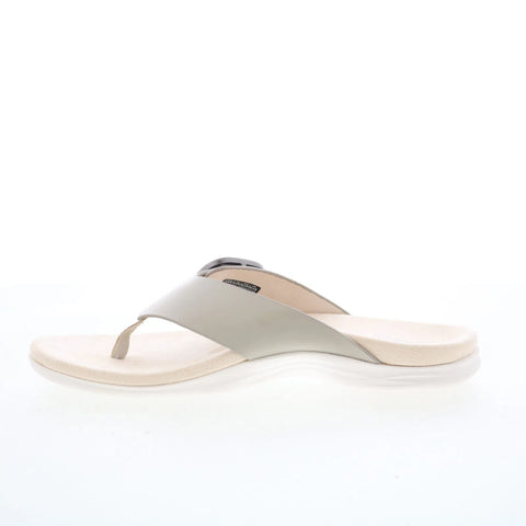 Spenco Sierra SP1068GRY Womens Gray Wide Leather Flip-Flops Sandals Shoes