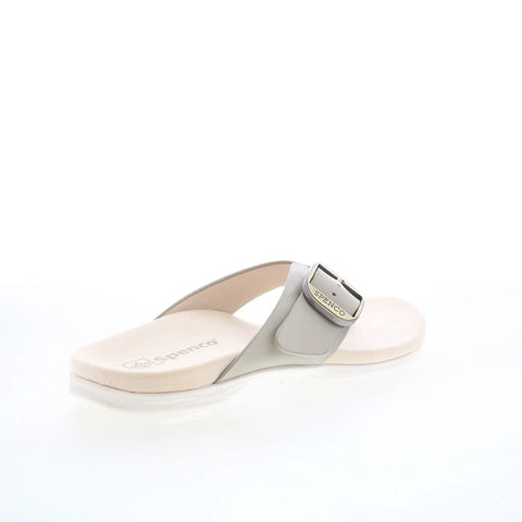 Spenco Sierra SP1068GRY Womens Gray Wide Leather Flip-Flops Sandals Shoes
