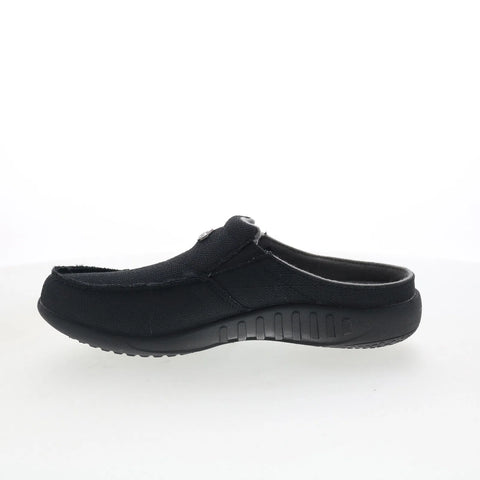 Spenco Siesta Prana SLD SP1226BLK Womens Black Canvas Clogs Slippers Shoes