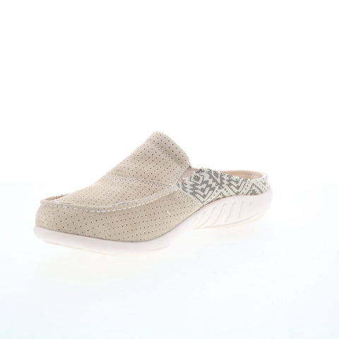 Spenco Siesta Slide Arizona SP1019DTN Womens Beige Suede Mule Flats Shoes