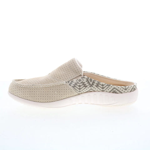 Spenco Siesta Slide Arizona SP1019DTN Womens Beige Suede Mule Flats Shoes