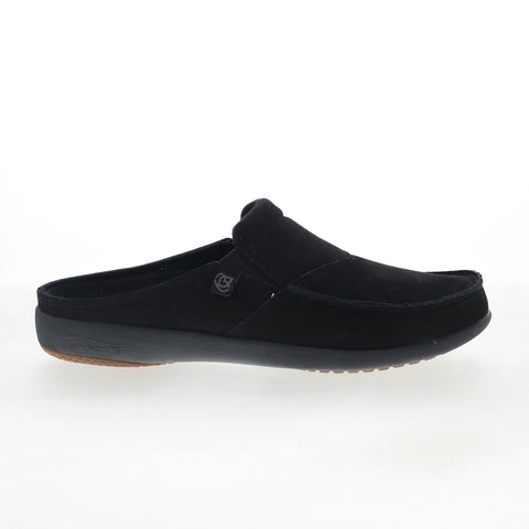 Spenco Siesta Slide Nubuck SP2011BLK Mens Black Wide Clogs Slippers Shoes