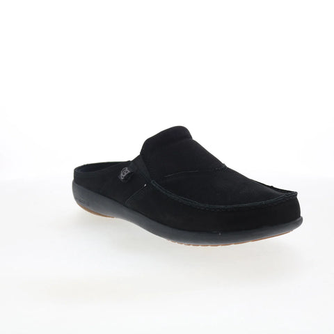 Spenco Siesta Slide Nubuck SP2011BLK Mens Black Wide Clogs Slippers Shoes
