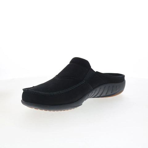 Spenco Siesta Slide Nubuck SP2011BLK Mens Black Wide Clogs Slippers Shoes