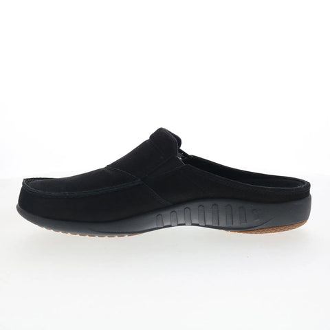 Spenco Siesta Slide Nubuck SP2011BLK Mens Black Wide Clogs Slippers Shoes