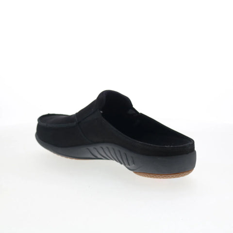 Spenco Siesta Slide Nubuck SP2011BLK Mens Black Wide Clogs Slippers Shoes