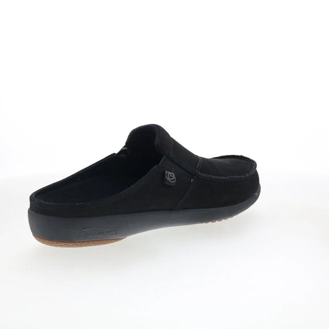 Spenco Siesta Slide Nubuck SP2011BLK Mens Black Wide Clogs Slippers Shoes