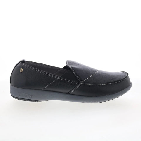 Spenco Siesta Slip-On Leather Mens Black Wide Loafers Casual Shoes
